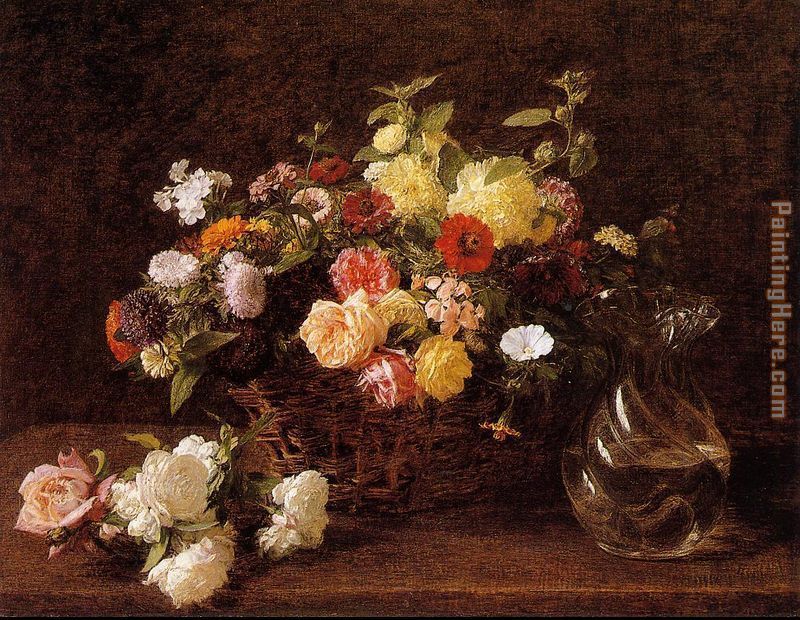 Basket of Flowers painting - Henri Fantin-Latour Basket of Flowers art painting